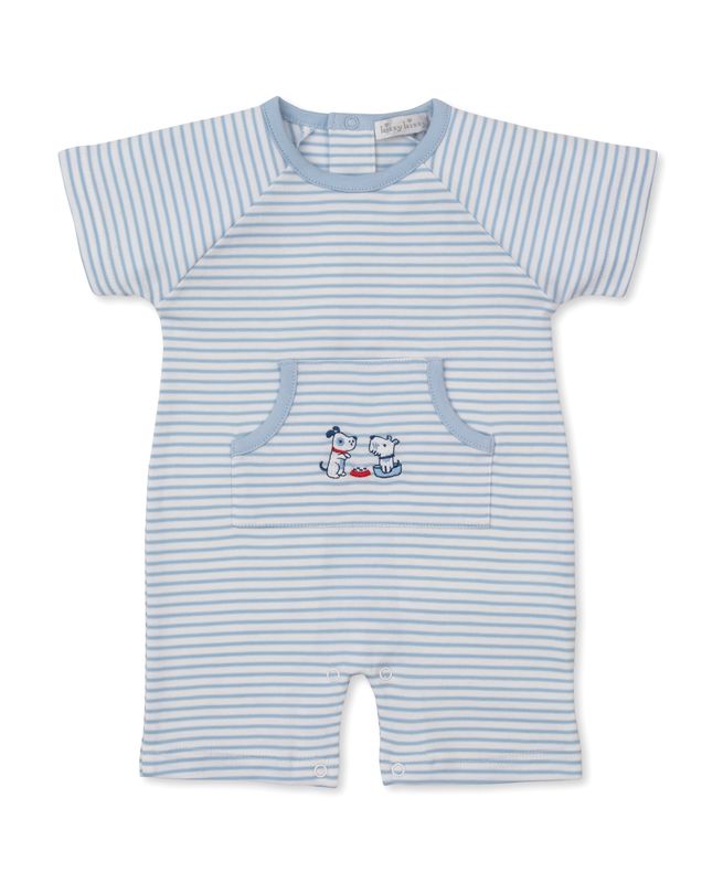 KK Puppy Patch Short Playsuit- Light Blue