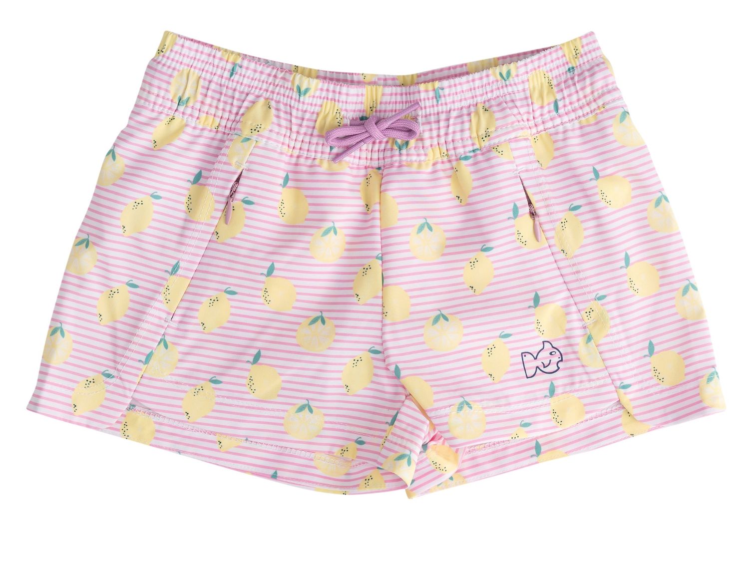 Beach Cruiser Short- Pink Frosting Lemon Stripe