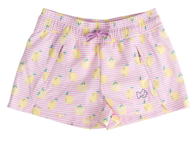 Beach Cruiser Short- Pink Frosting Lemon Stripe