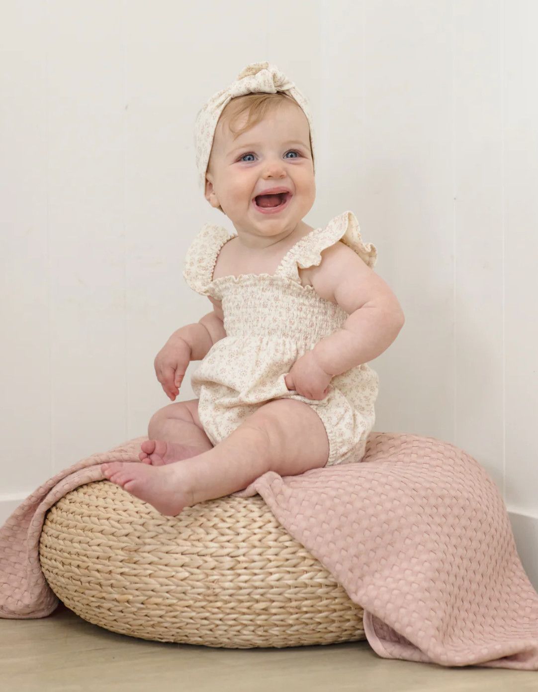 Smocked Ruffle Sleeve Romper - Ditsy