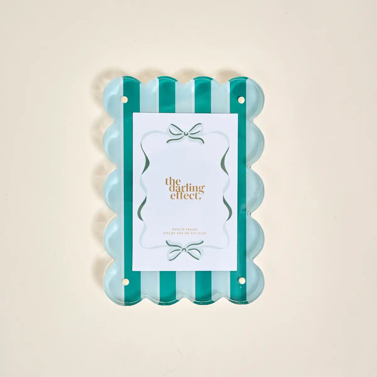 Rectangle Scalloped Acrylic Frame- Sicily Stripes Teal