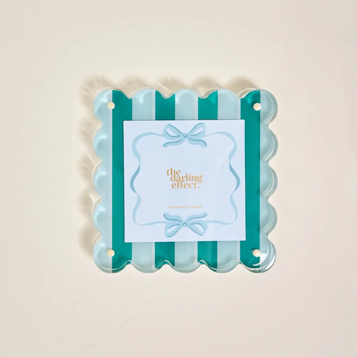 Square Scalloped Acrylic Frame- Sicily Stripes Teal