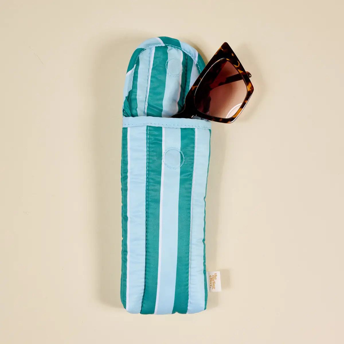 Puffy Sunglasses Case - Sicily Stripes Teal