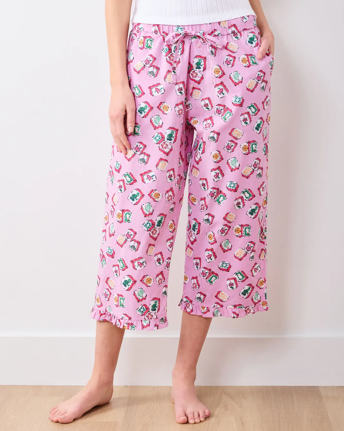 Lucky Tiles Ruffle Cropped Pants