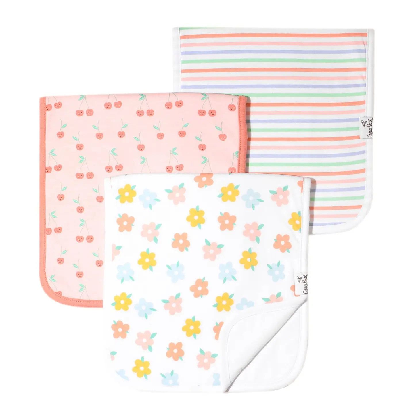 3-Pack Premium Burp Cloths- Cheery