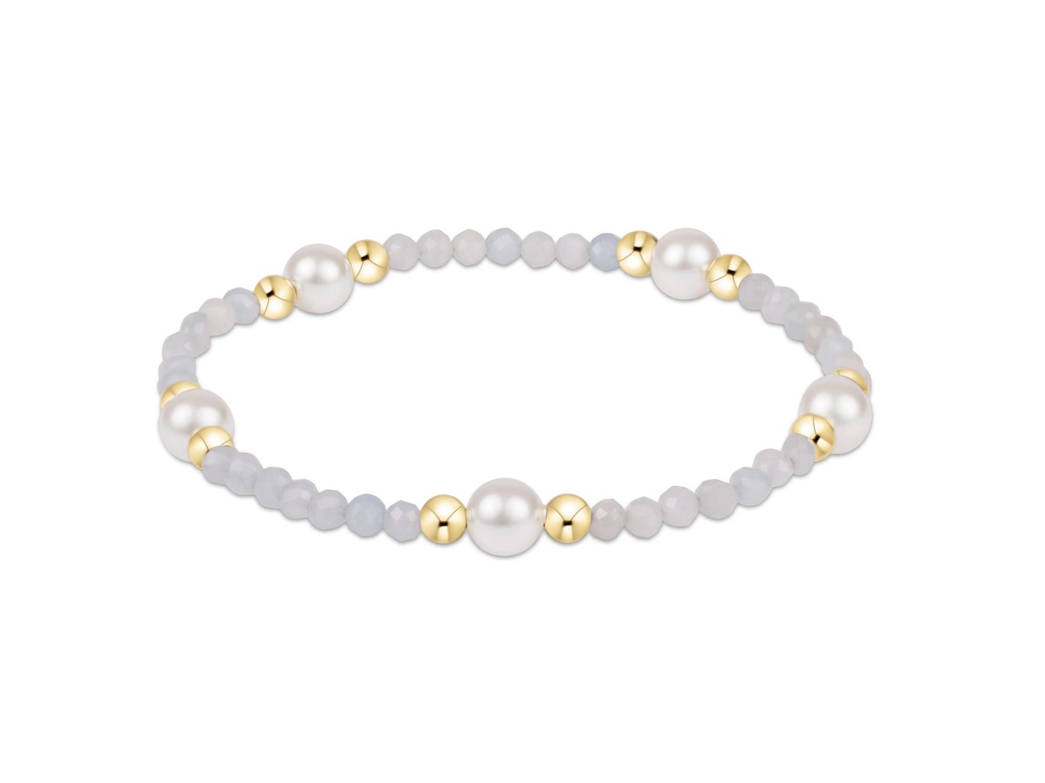 E Newton Purpose Pearl 6mm Gem Bracelet- Aquamarine
