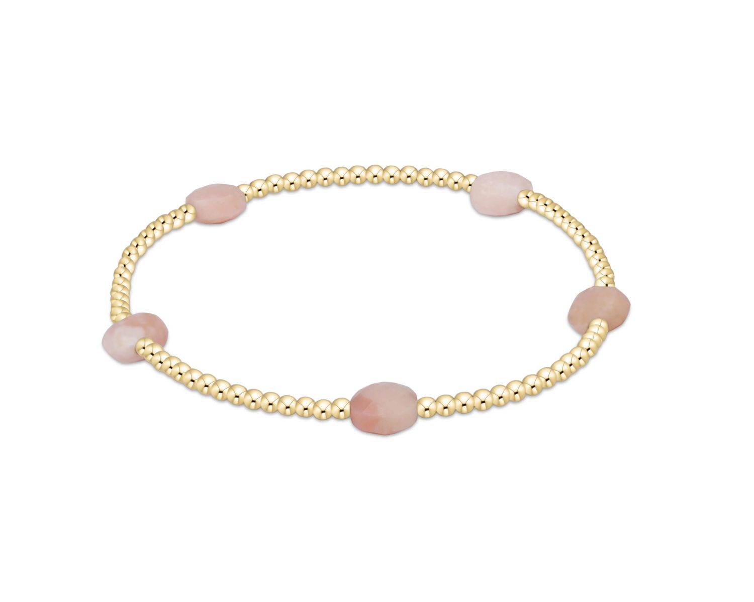 E Newton Admire Small Gem 2mm Gold Bracelet- Pink Opal