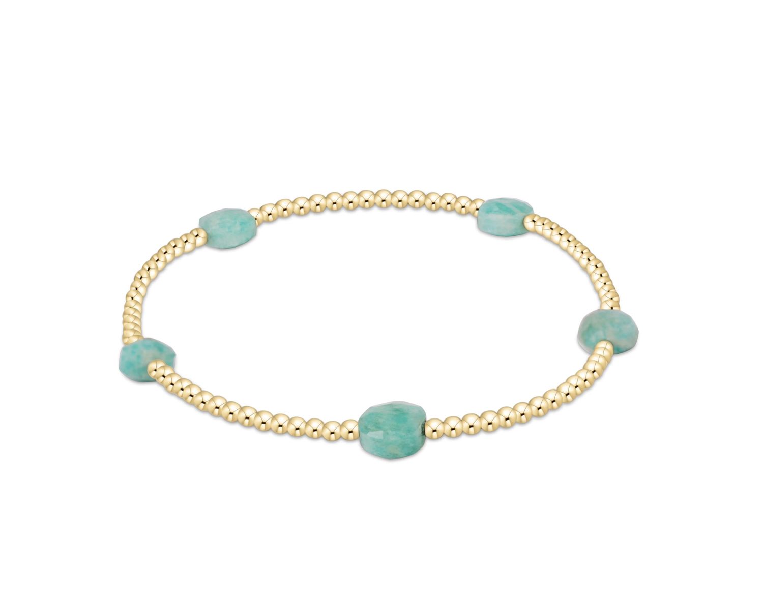 E Newton Admire Small Gem 2mm Gold Bracelet- Amazonite