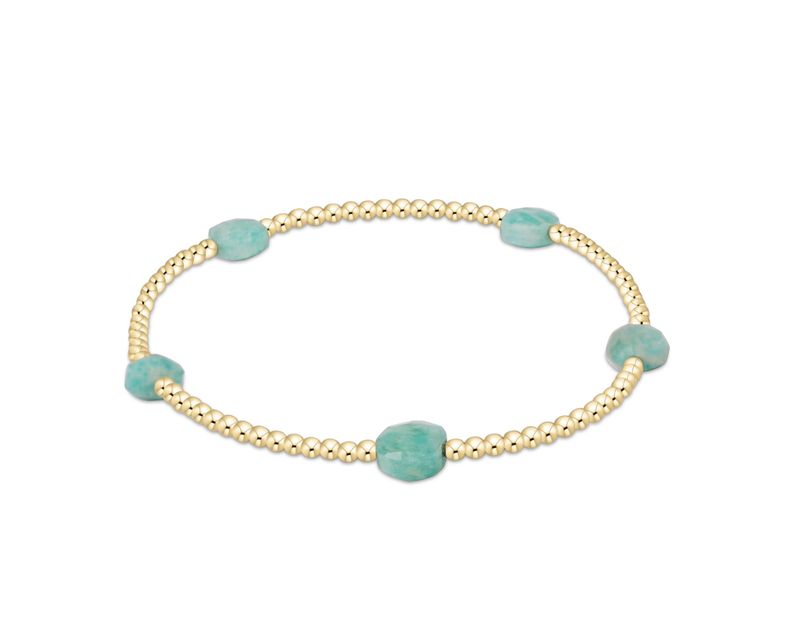 E Newton Admire Small Gem 2mm Gold Bracelet- Amazonite