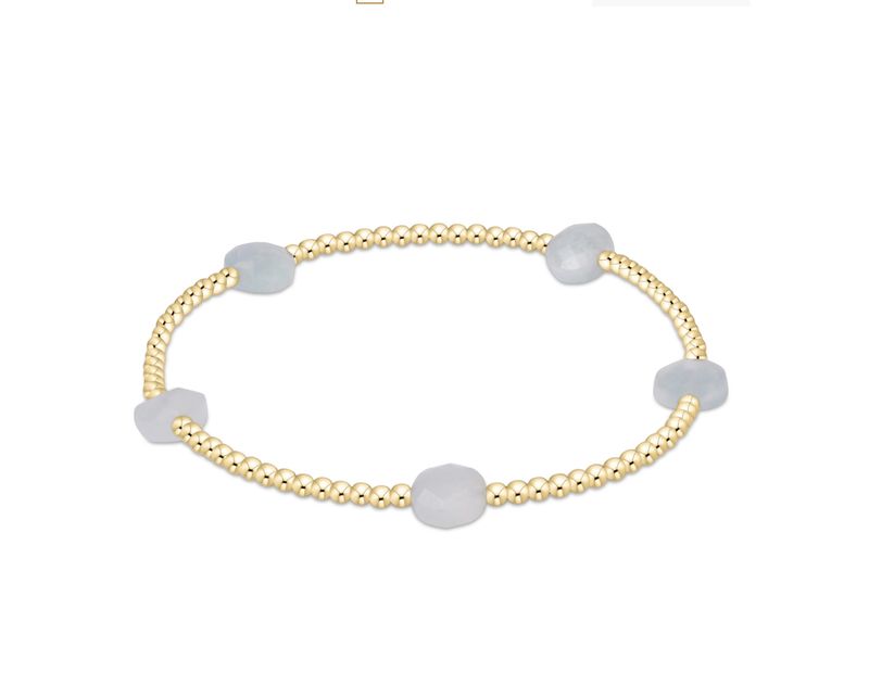 E Newton Admire Small Gem 2mm Gold Bracelet- Aquamarine