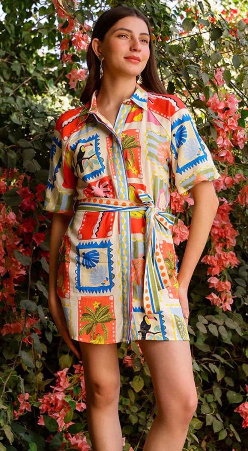 Toucan Pop Fruit Mini Dress