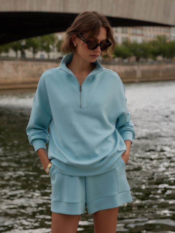 Hawley Half Zip-Porcelain Blue