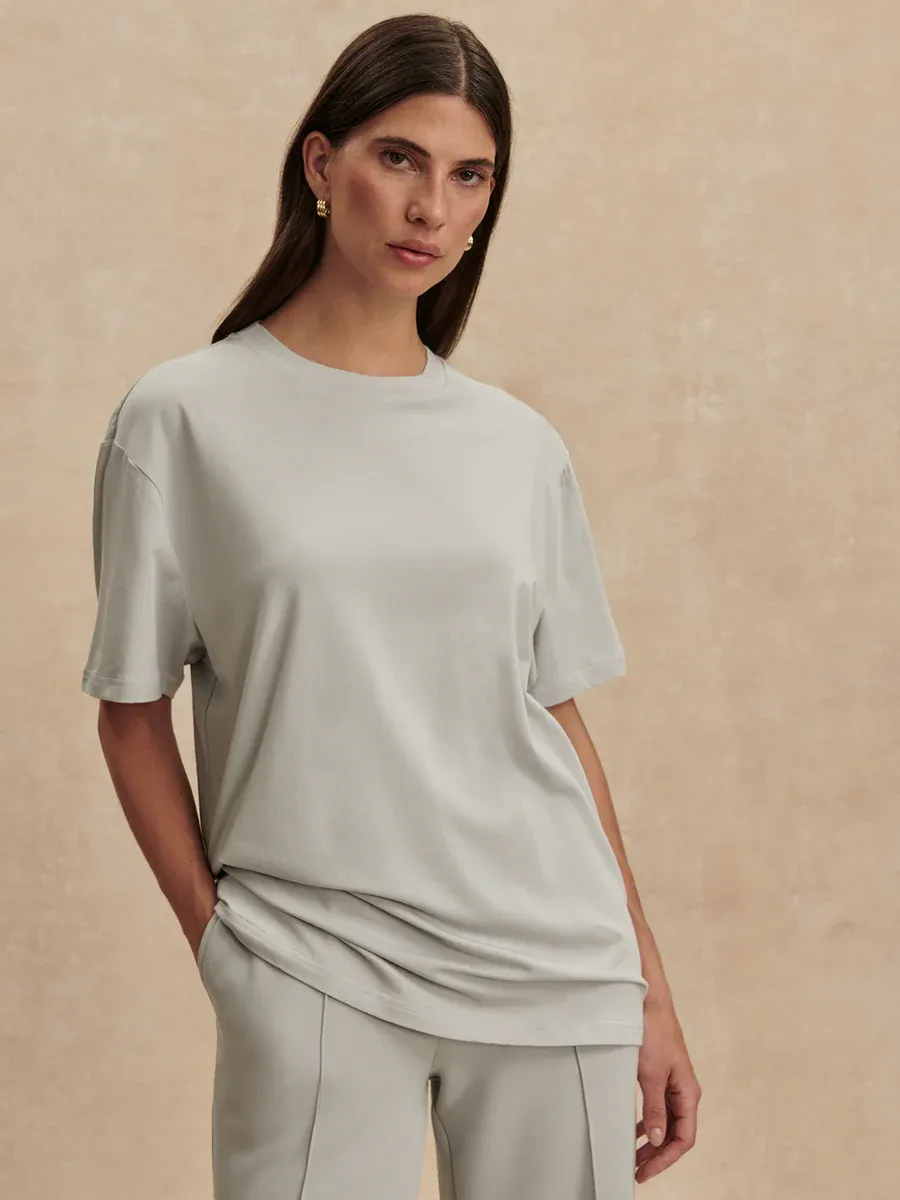 Leighton Boyfriend Tee-Blue Clay