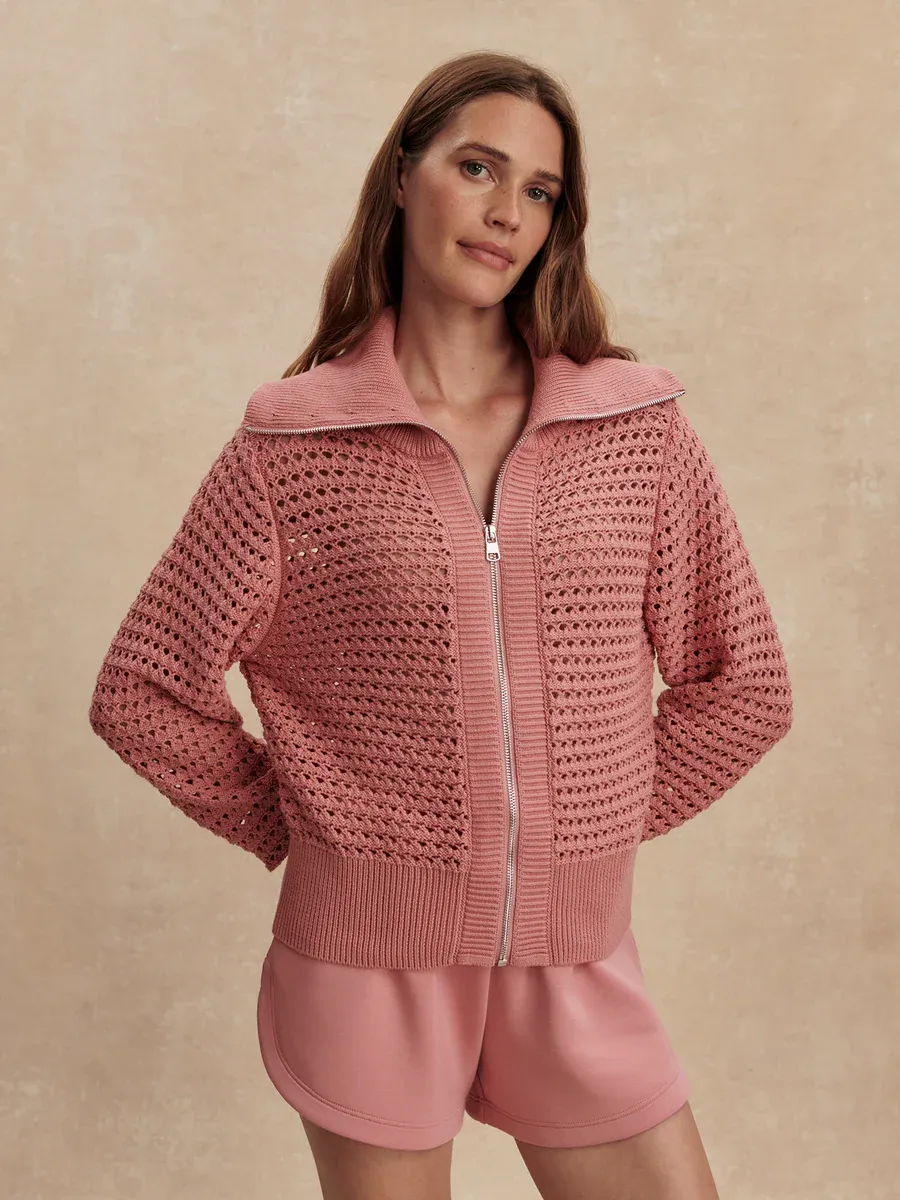 Eloise Full Zip Knit-Brandy Rose