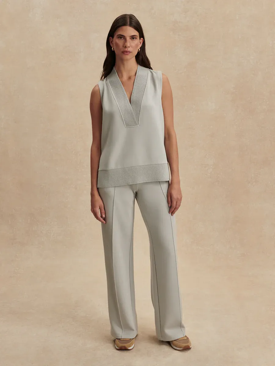 Freida V Neck Tank-Blue Clay