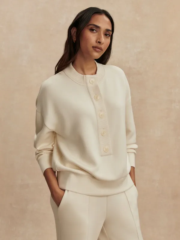 Reena Button Front Sweat-Pristine