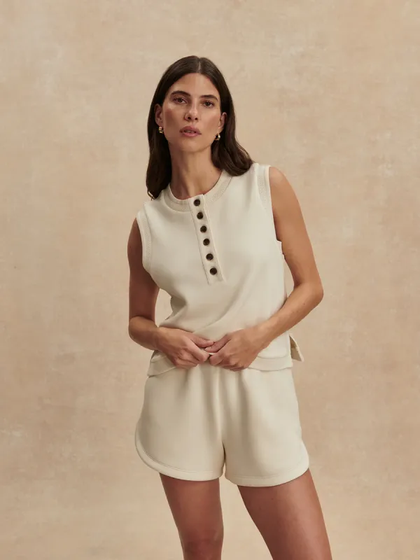 Marla Button Placket Tank-Ivory