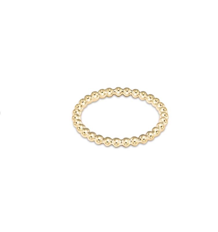 E Newton Classic Gold 2.5mm Beaded Disc Ring- Size 8