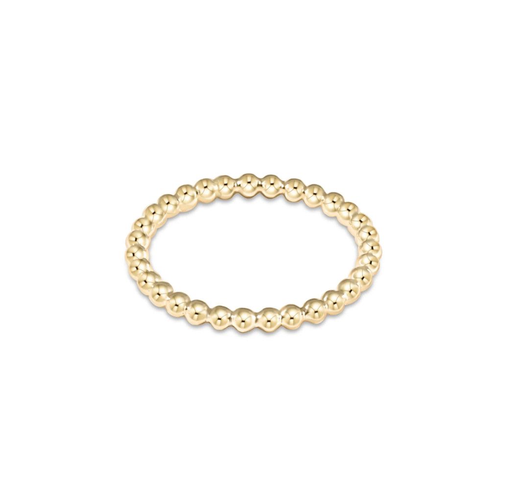 E Newton Classic Gold 2.5mm Beaded Disc Ring- Size 7