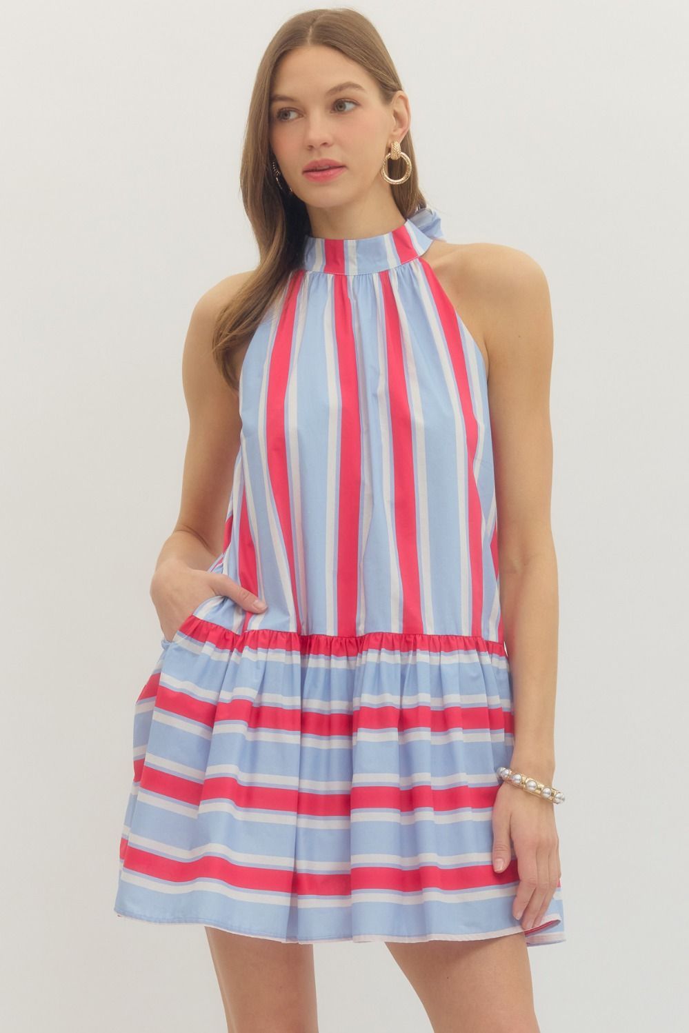 Blue &amp; Red Striped Dress