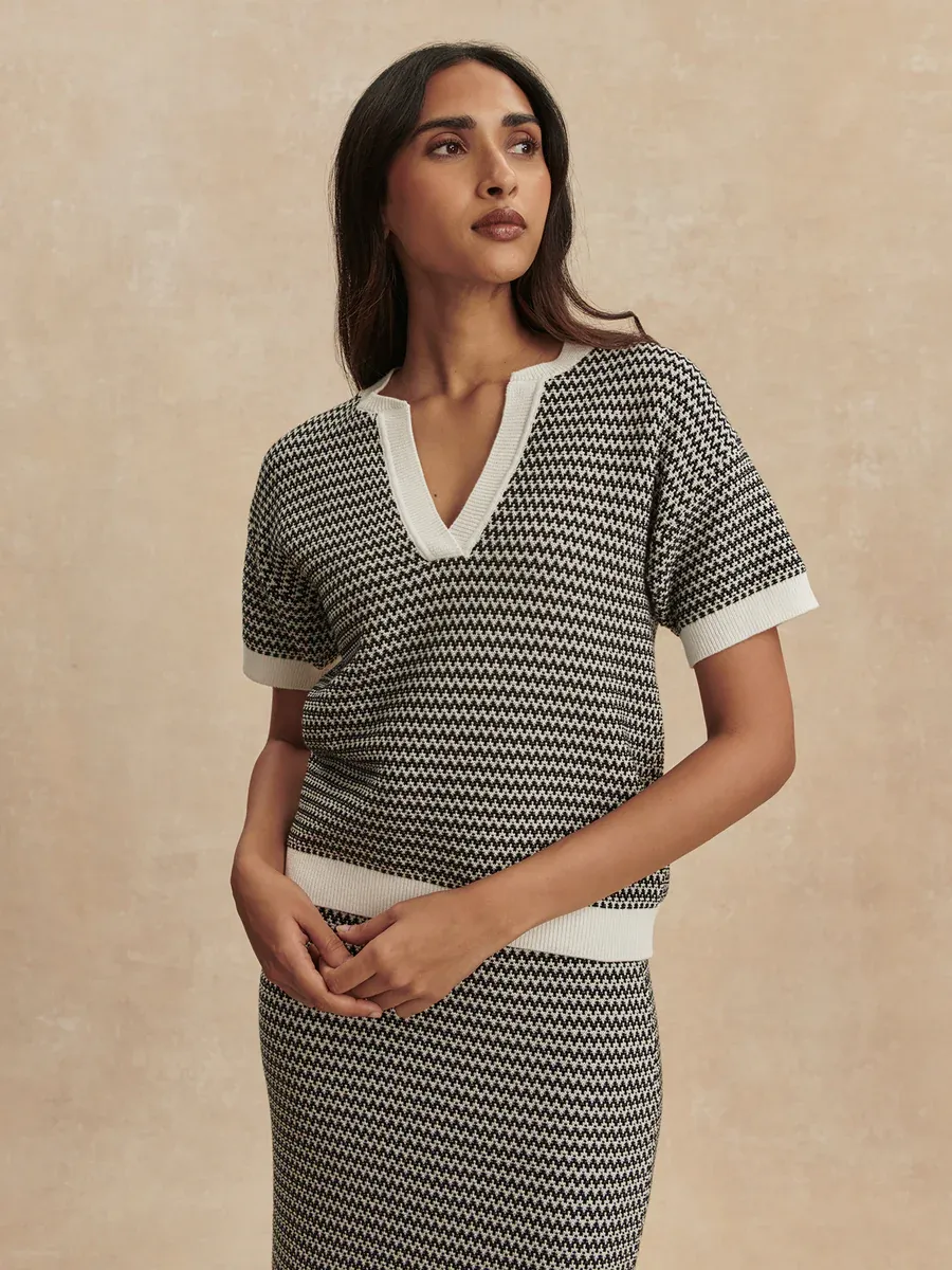 Dora Knit Top - Snow White/Black