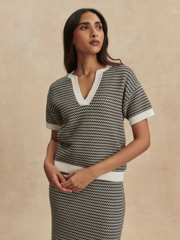Dora Knit Top - Snow White/Black