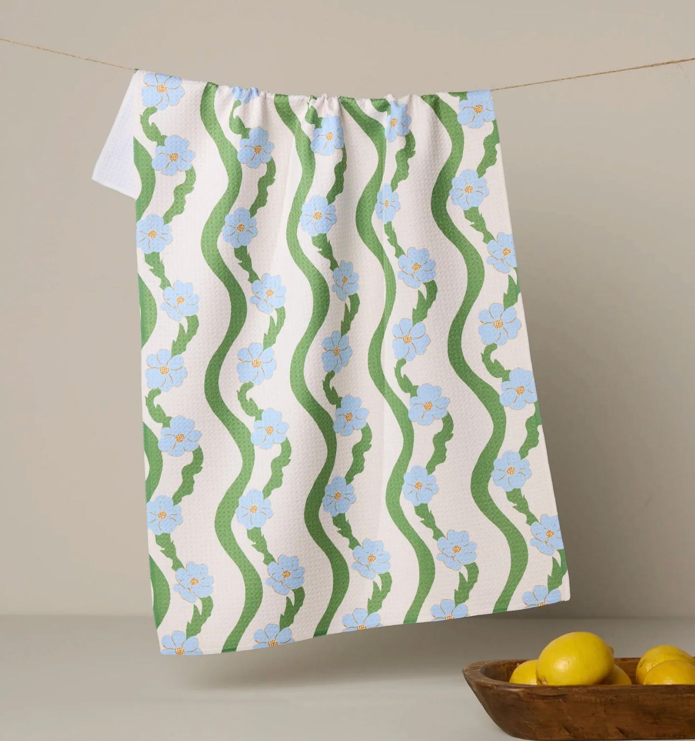 Wavy Flowers Tea Towel
