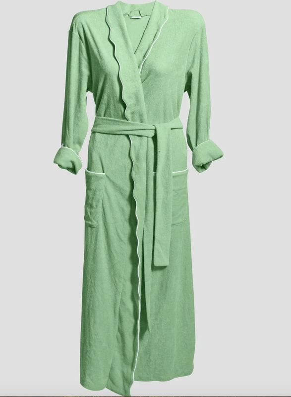 Long Scallop Robe Small - Basil