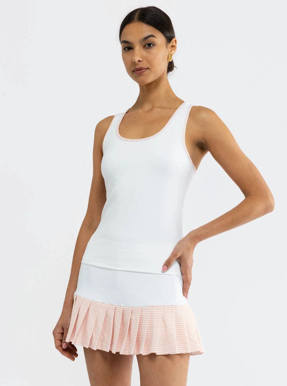 Mae Tank- White/Melon Stripe 