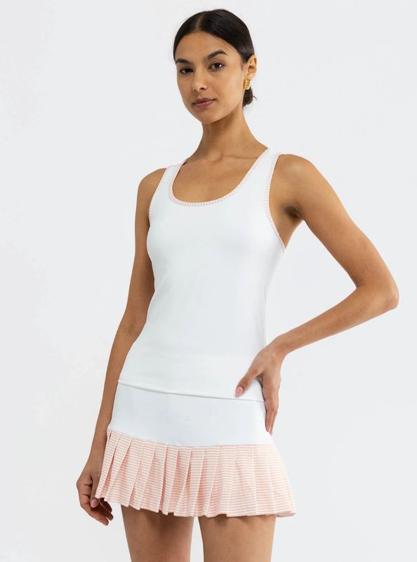 Mae Tank- White/Melon Stripe 
