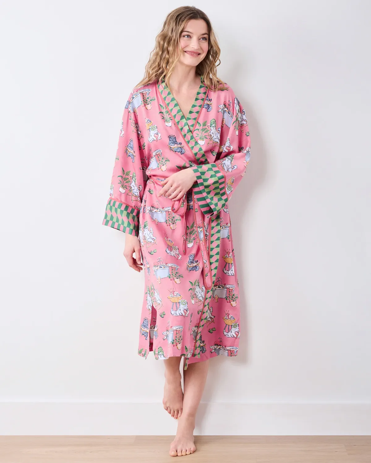 Spa Day Eco Satin Robe Pink Polish