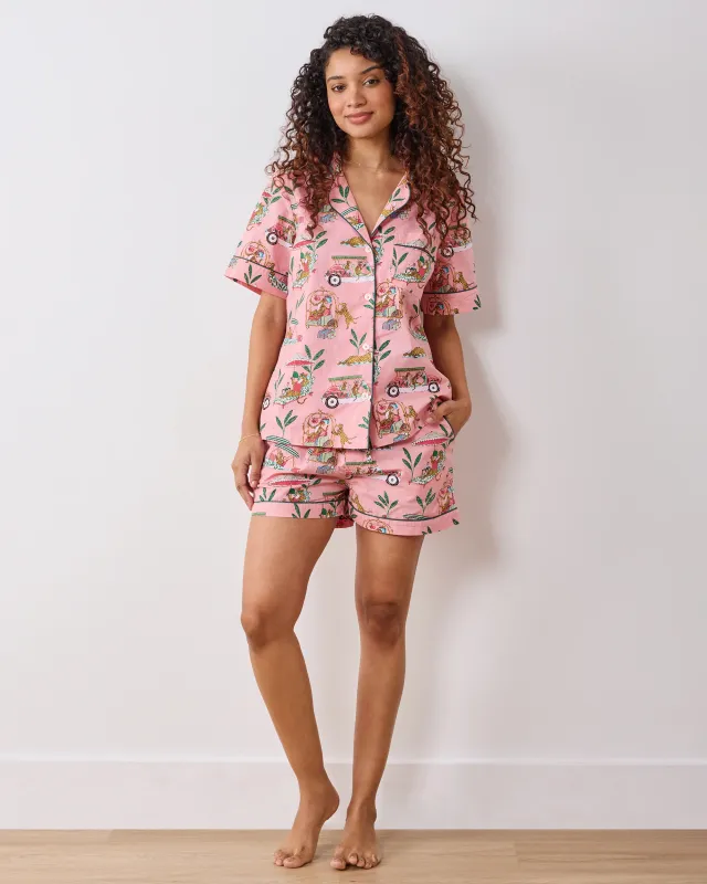 Cabana Cats Short PJ Set Peach Daiquiri