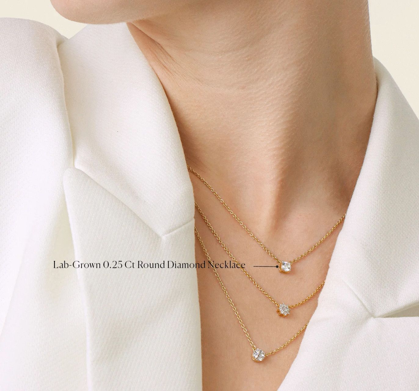 Gold Lab Round .25 Diamond Necklace