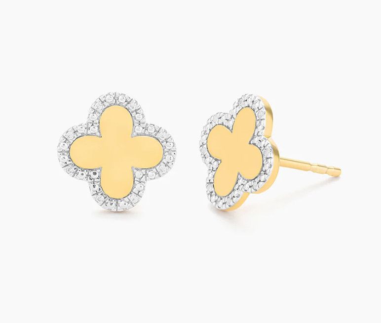 Gold Classic Bloom Clover Stud Earrings