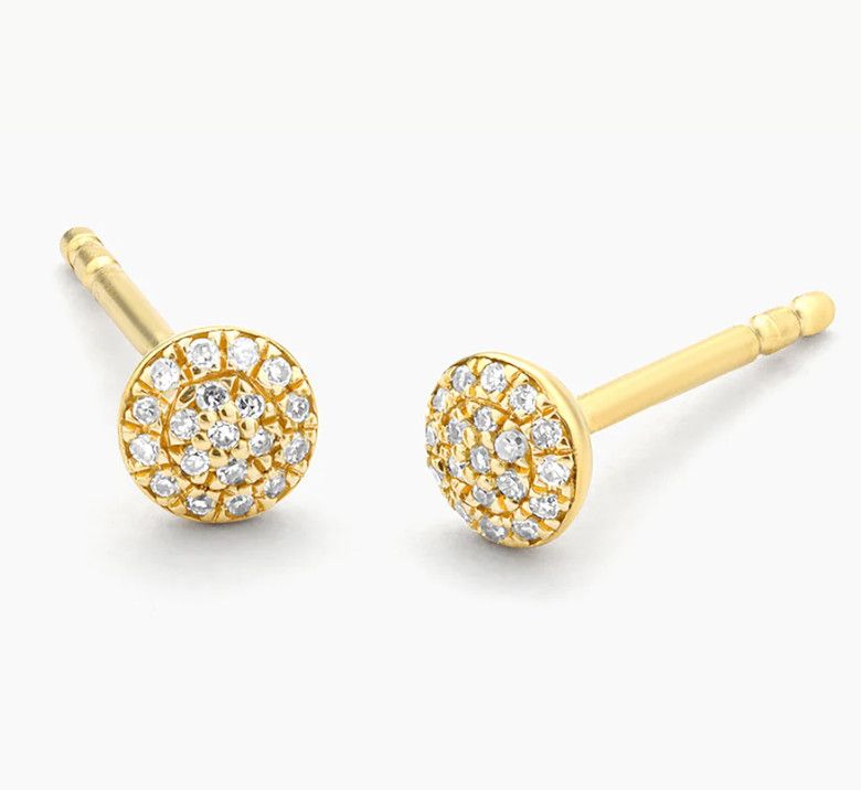 Gold Round Stud Earrings