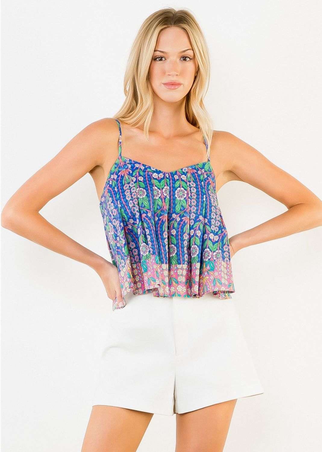 Thin Strap Floral Pattern Top