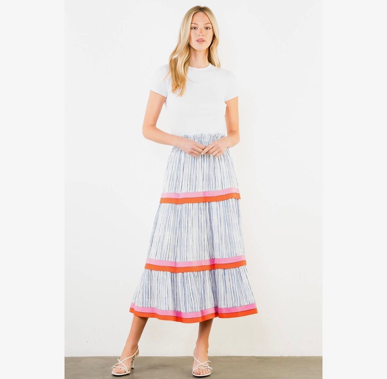 Striped Tiered Skirt
