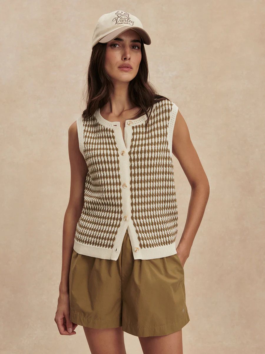 Aura Knit Top - Egret/Golden Olive