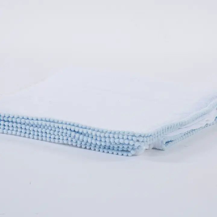 Cotton Muslin Swaddle Blanket - White/Light Blue