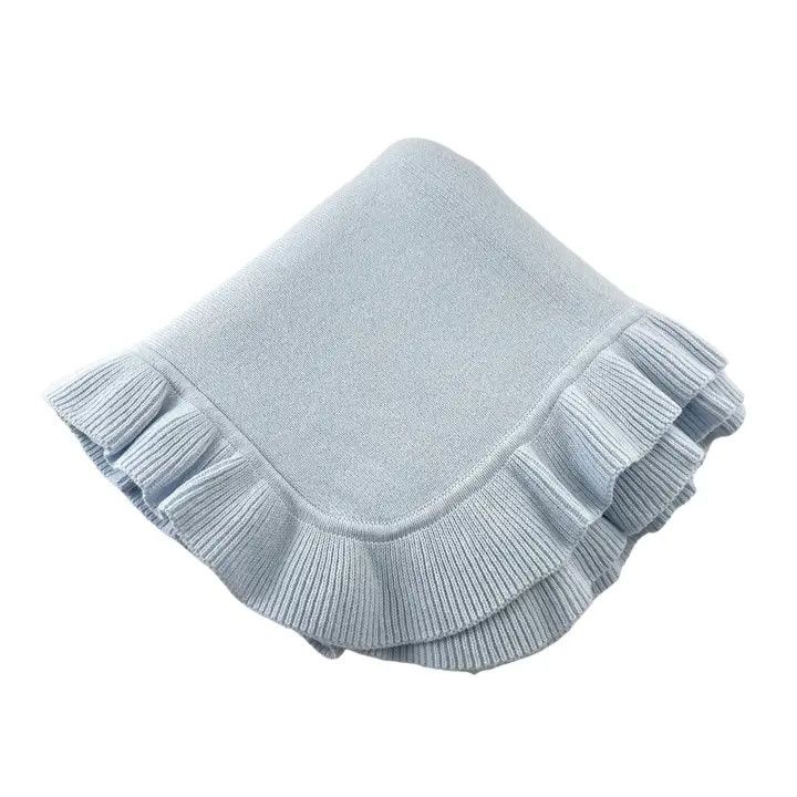 Jersey Knit Ruffle Blanket - Blue