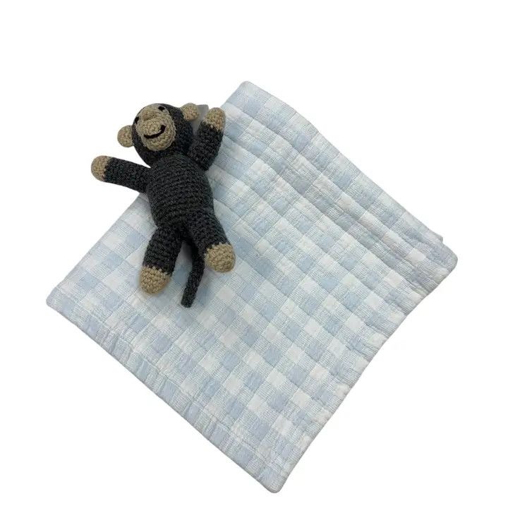 Gingham Check Baby Blanket - Blue