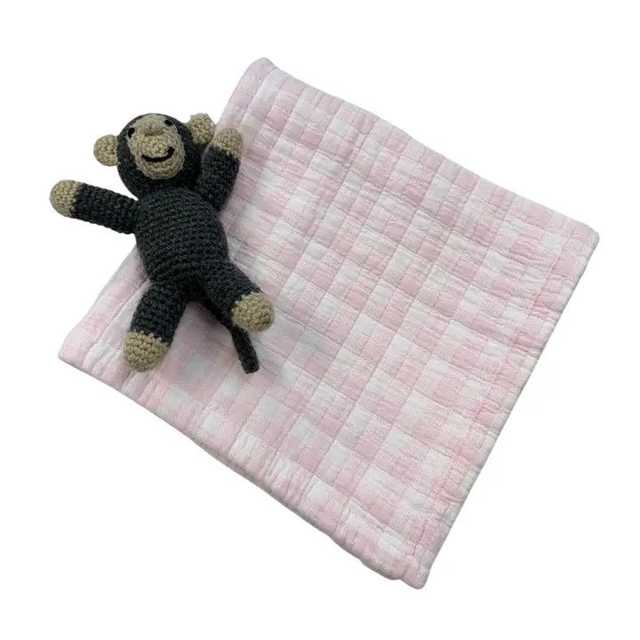 Gingham Check Baby Blanket - Pink
