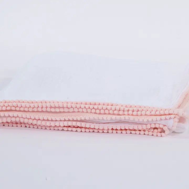 Cotton Muslin Swaddle Blanket - White/Light Pink