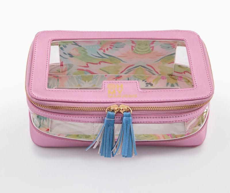 Metallic Light Pink Tile Storage Mahjong Bag