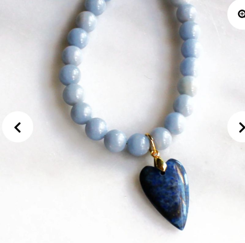 Denim Heart Beaded Necklace