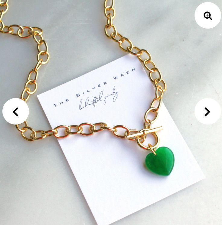 Green Heart Toggle Necklace 16"