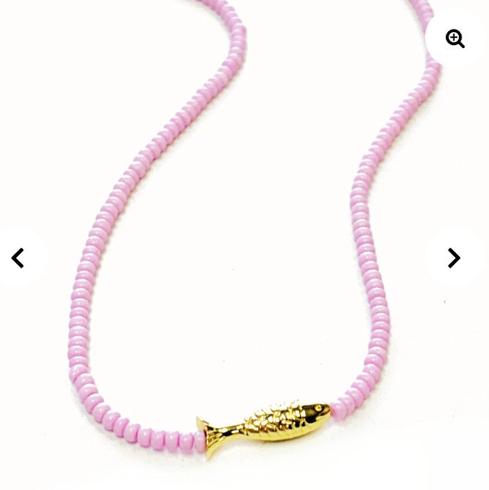 Lucky Fish Beaded Necklace-Lilac