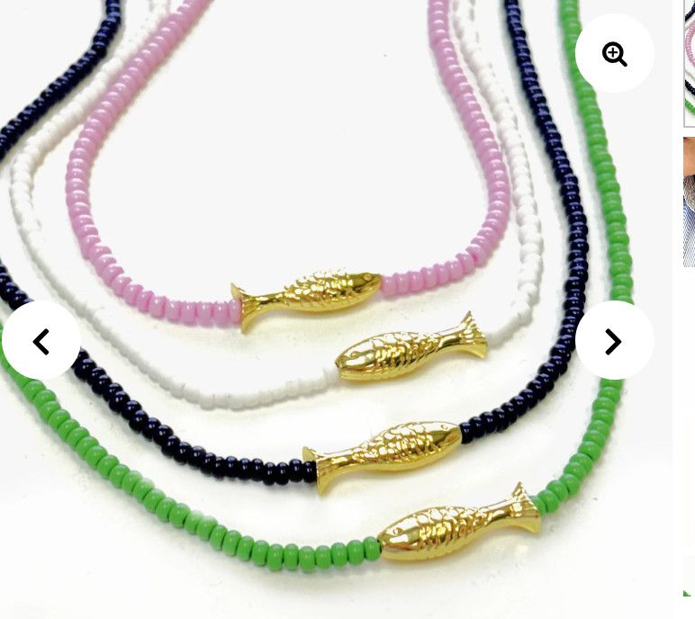 Lucky Fish Beaded Necklace-White