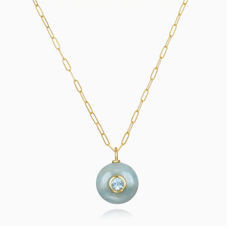 Aquamarine &amp; Blue Topaz Paperclip Necklace