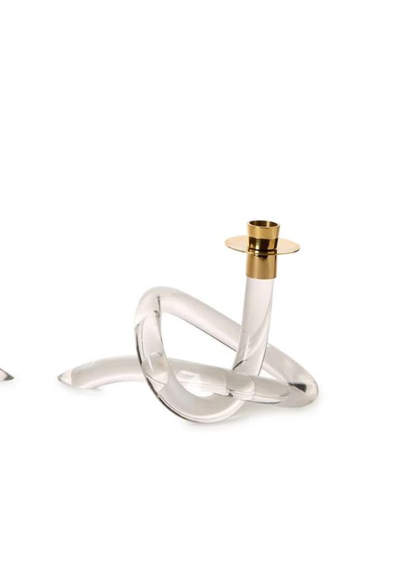 Acrylic Knot Candle Holder with Golden Metal Top